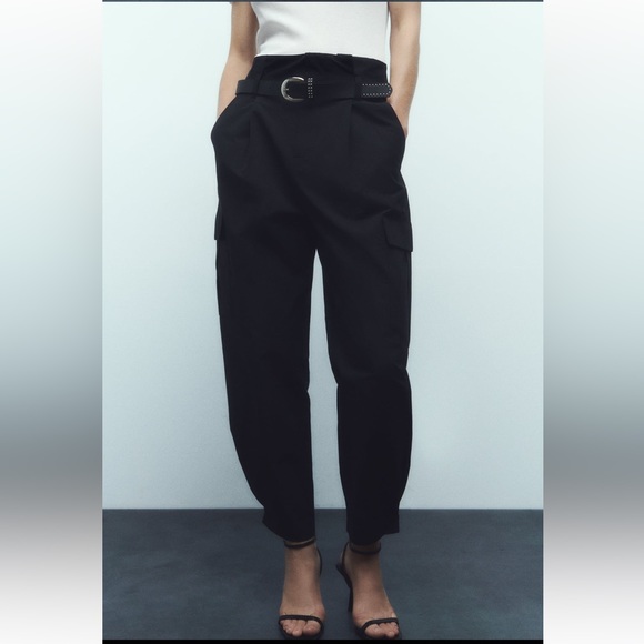 BELTED PAPERBAG PANTS - Picture 4 of 12